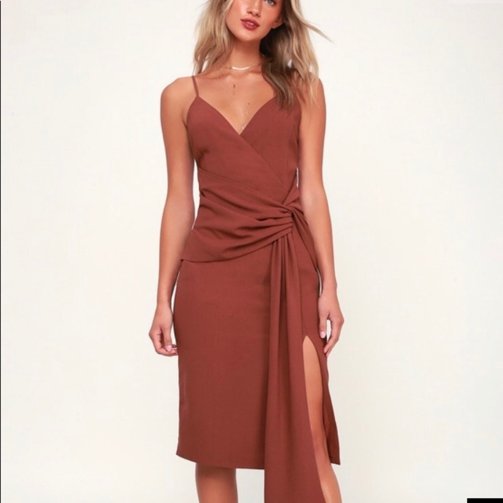 Burgundy knot front dress